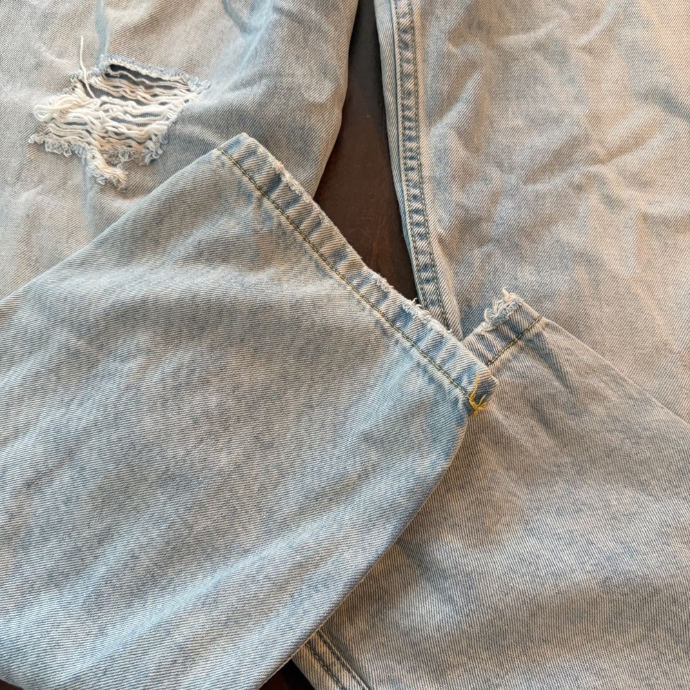 RSQ Light Baby Blue Distressed Elastic Jeans Beach Pants - Size L - Picture 2 of 7